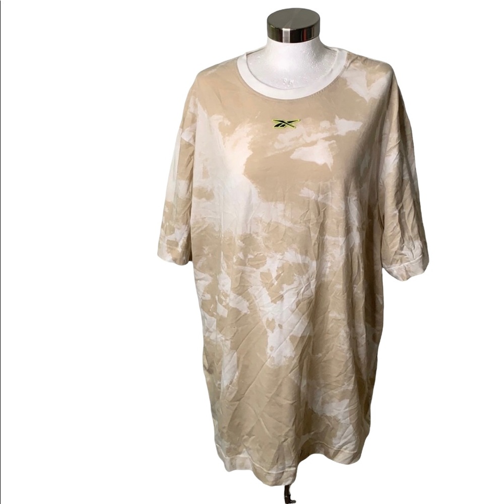 ✅REEBOK NWT MEN’S TAN WHITE TIE DYE CREW NECK SHORT SLEEVE T-SHIRT SIZE XL - Picture 2 of 8